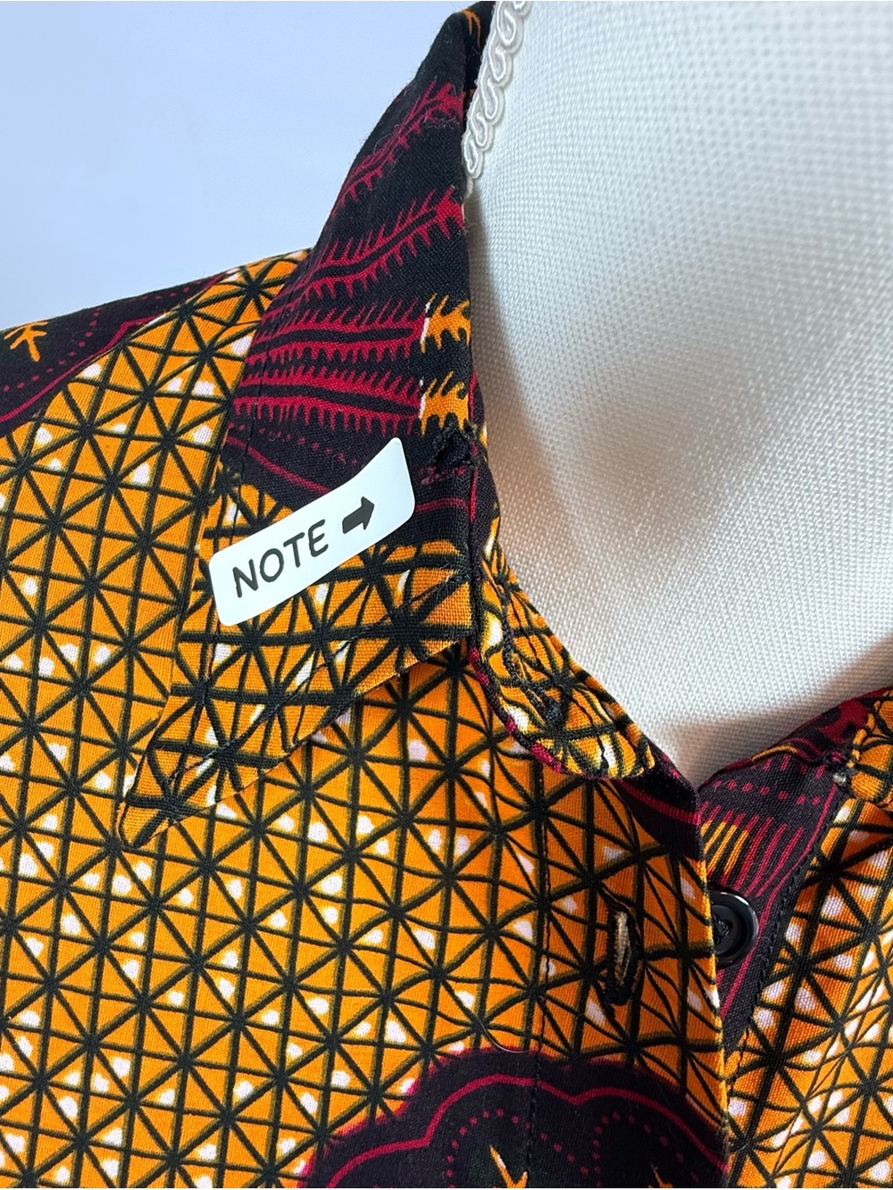 Grass-Fields Ankara African Belted Shirt Dress Long Sleeve Pockets Boho Size 10 - Picture 13 of 14